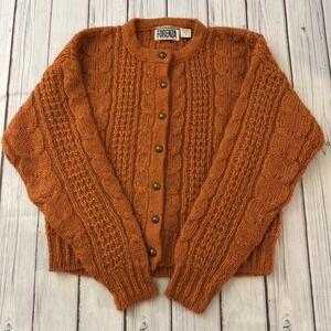 Vintage Forenza Mohair Cardigan Sweater Cable Knit Dome Buttons Womens Medium
